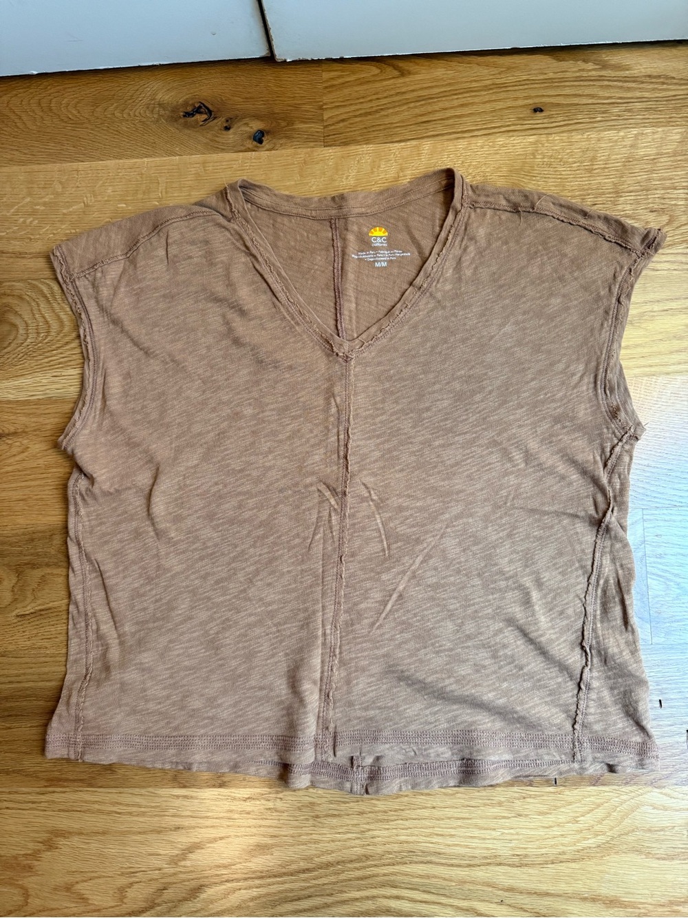 C&C California Women's V-Neck Sleeveless Top in Light Brown